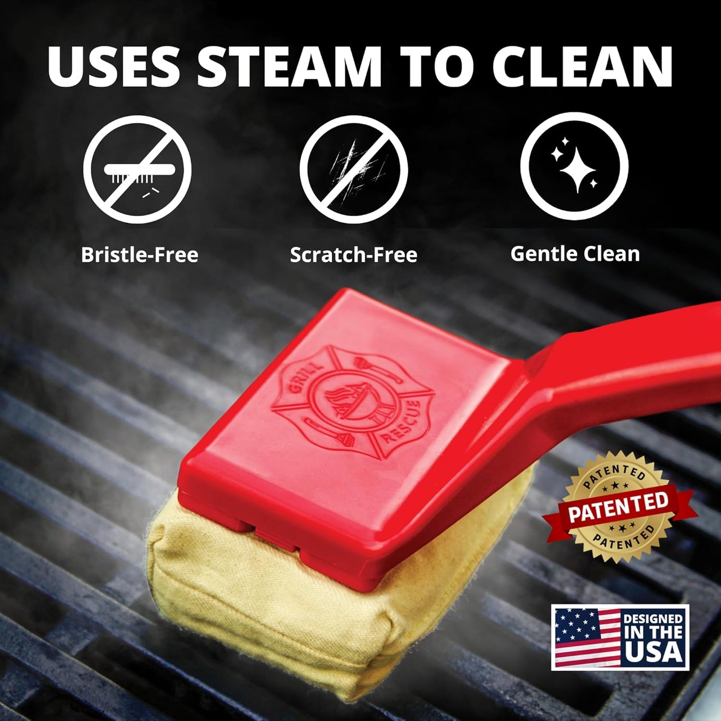 Grill Rescue BBQ Replaceable Scraper Cleaning Head, Bristle Free - Durable and Unique Scraper Tools for Cast Iron or Stainless-Steel Grates, Barbecue Cleaner (Non Scraper Brush)