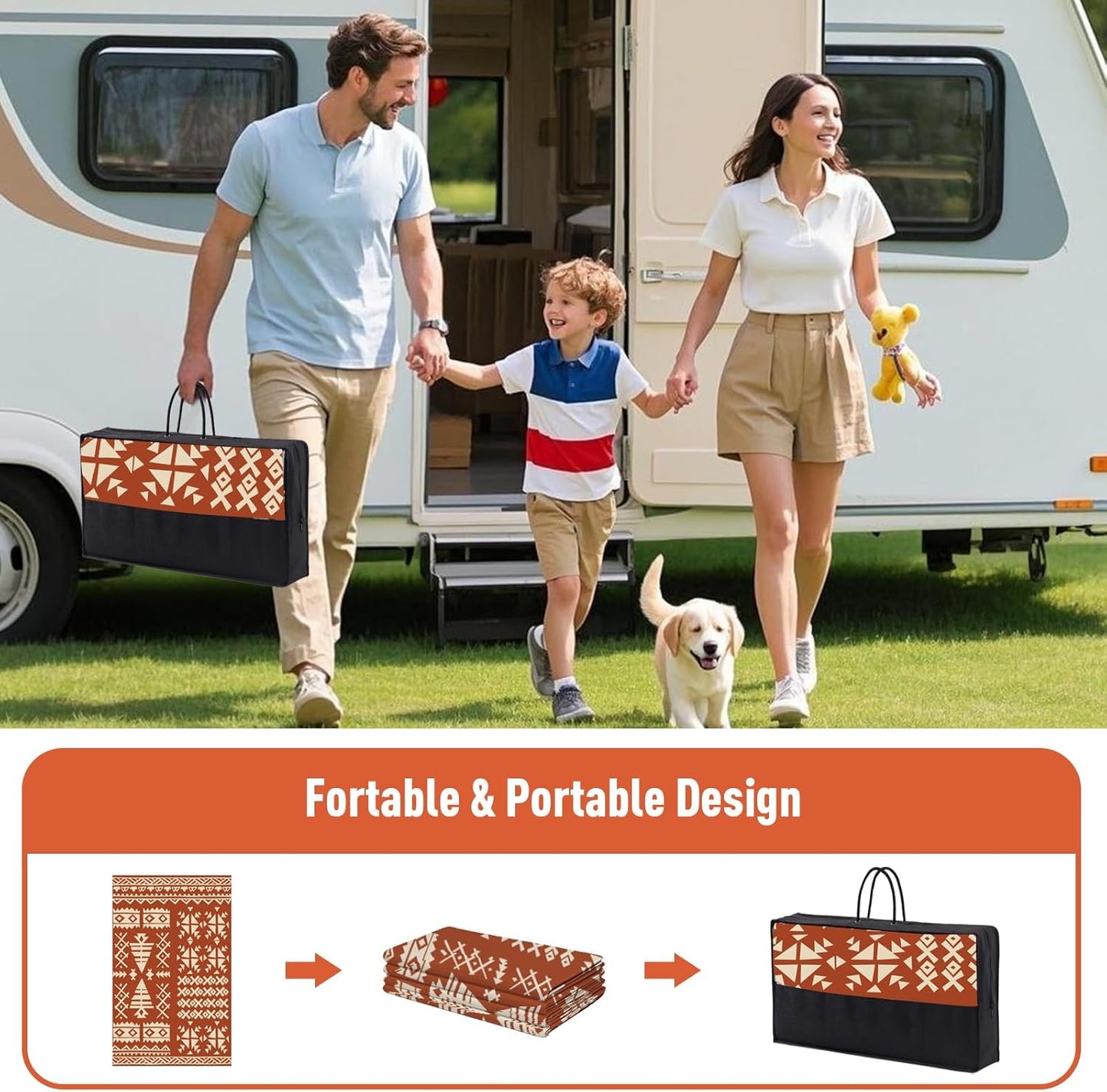 WILDROOTS 9x12 Feet Plastic Exotic Red Outdoor Rug, Stain Resistant Waterproof Reversible Outdoor Patio Rug, Fade Resistant Camping Rug