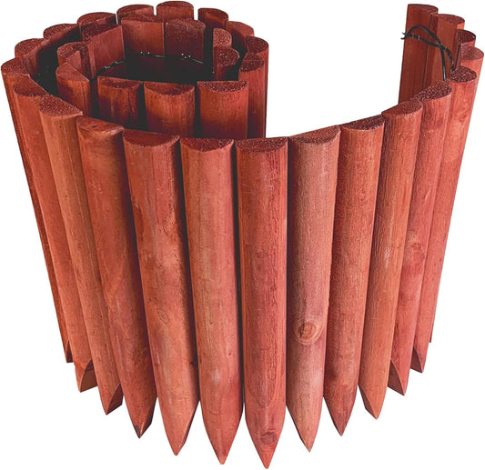 Worth Garden 3.5 Ft Wooden Short Fence Outdoor Landscape Edging Flexible Decorative Border - Tree Fence - Spring Garden & Yard Maintenance - 11.8'' H x 42'' L - (11.8'', Red) - K624A04
