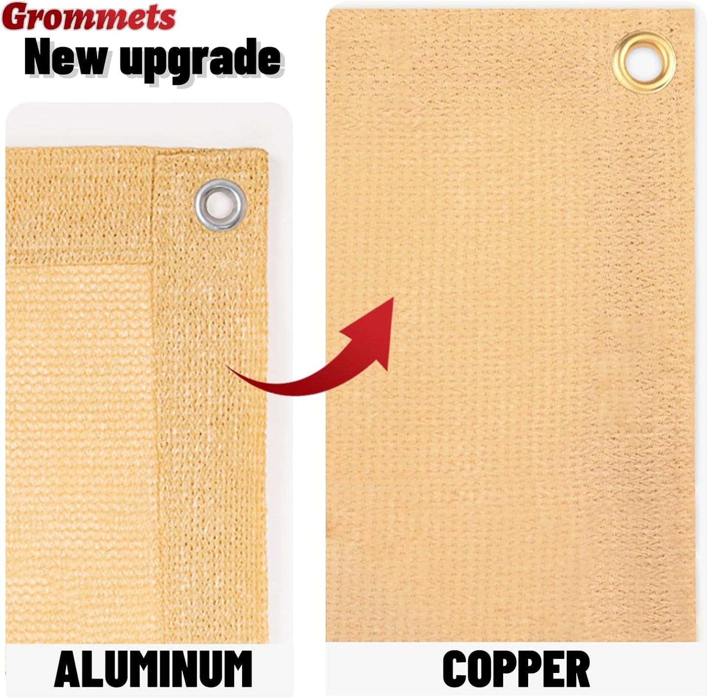 SUNNY GUARD Shade Cloth 4/6/8/10/12 FT Sun Shade Screen Fabric Shade Cover Tarp with Grommets for Pergola Backyard Garden, Sand