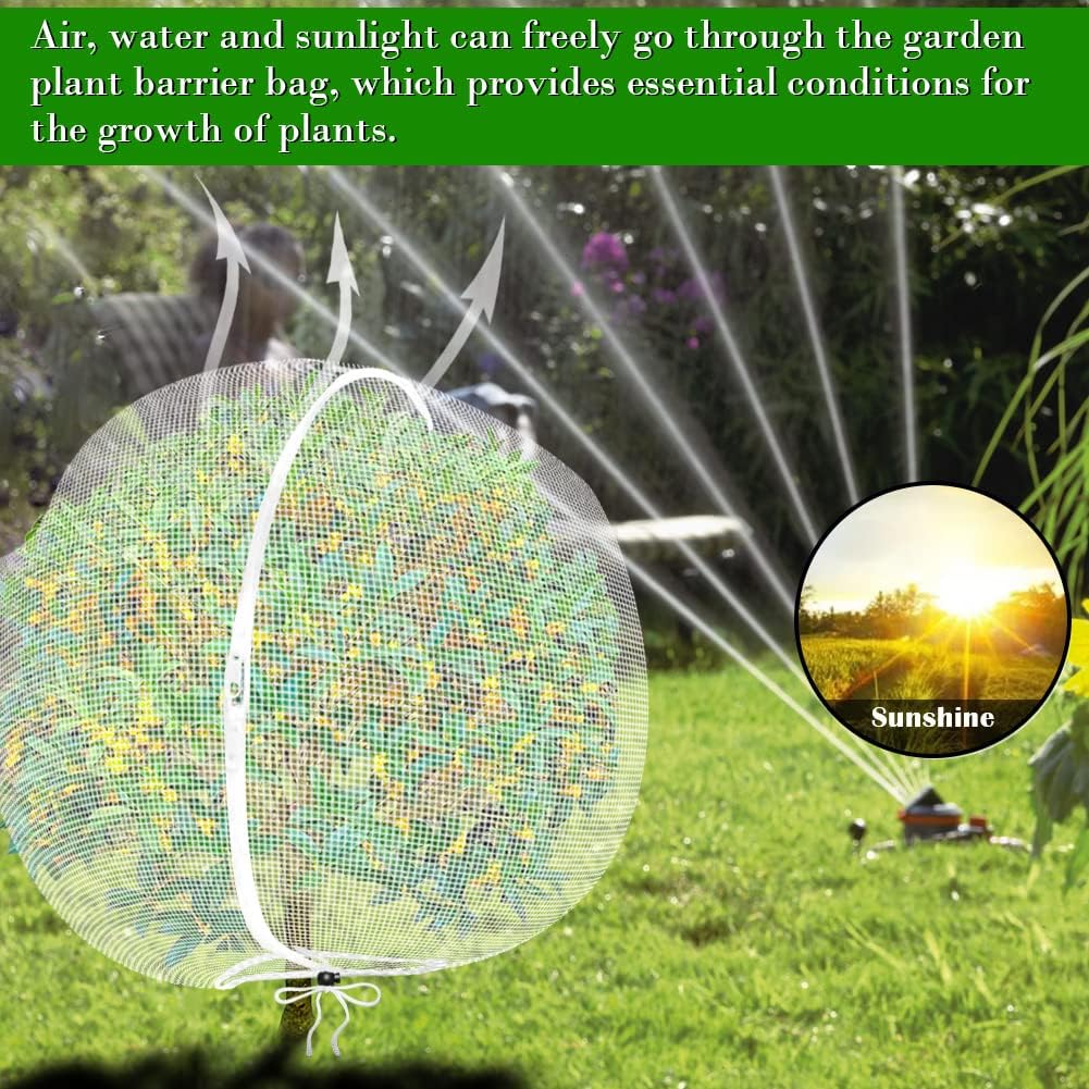 Fruit Tree Netting Covers with Zipper to Protect from Squirrels and Birds Large Netting for Fruit Trees Net Protection, White, 10' x 10', 1 Pack