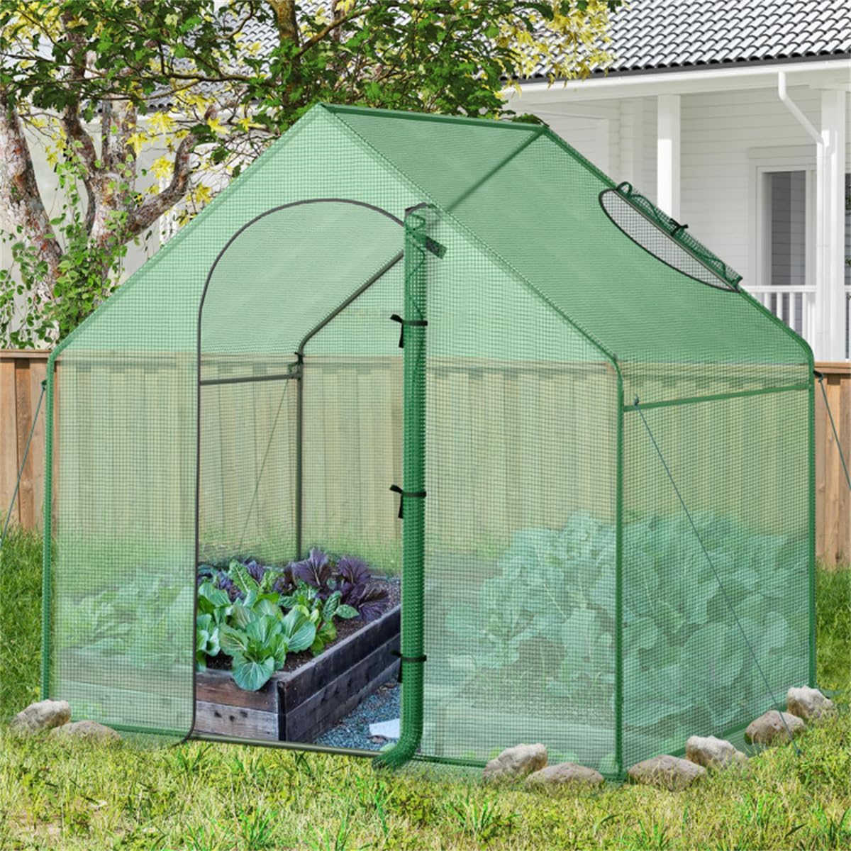 71x40x66 Walk-in Mini Greenhouse Kit for Outdoors with Durable Greenhouse Plastic Cover, 4-Tier Small Green Houses for Outside Gardening & Plant Protection, Portable Indoor Green House