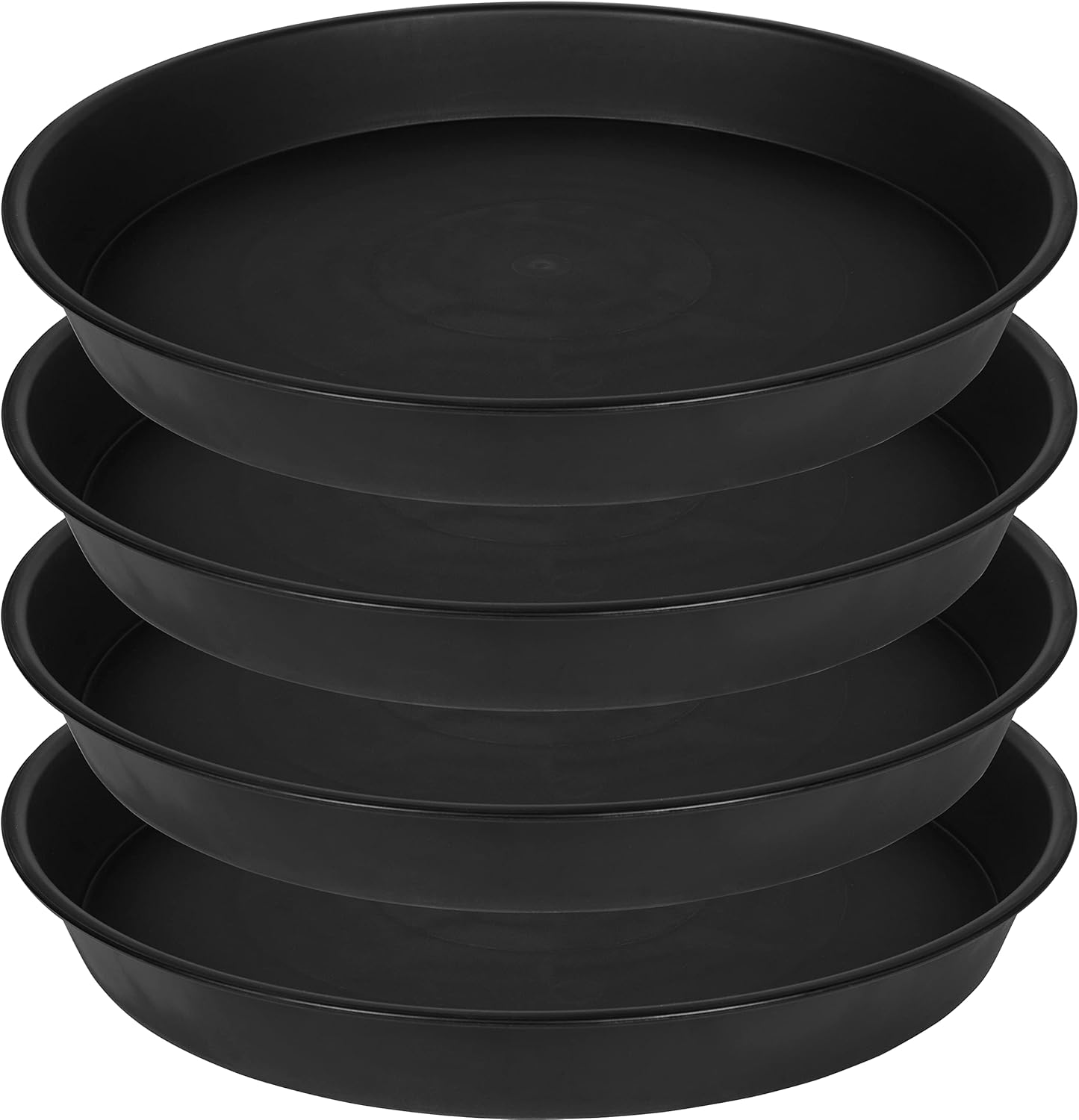 4 Pack of 18 19 inch Plant Saucer Drip Tray, Heavy Duty Large Deep Plant Saucers for Pots, Bath Baths Bowl, Plastic Flower Planter Water Trays for Indoors Outdoor (19", Black)