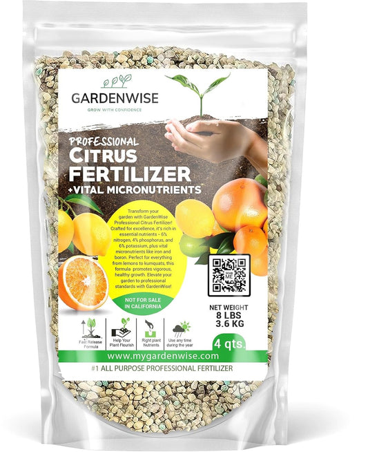 Professional Citrus Fertilizer + Vital Micronutrients; Perfect Balanced NPK for All Citrus; for Indoor and Outdoor Plants; Orange, Lime, Avocado and Lemon Tree Fertilizer (4 QUARTS)