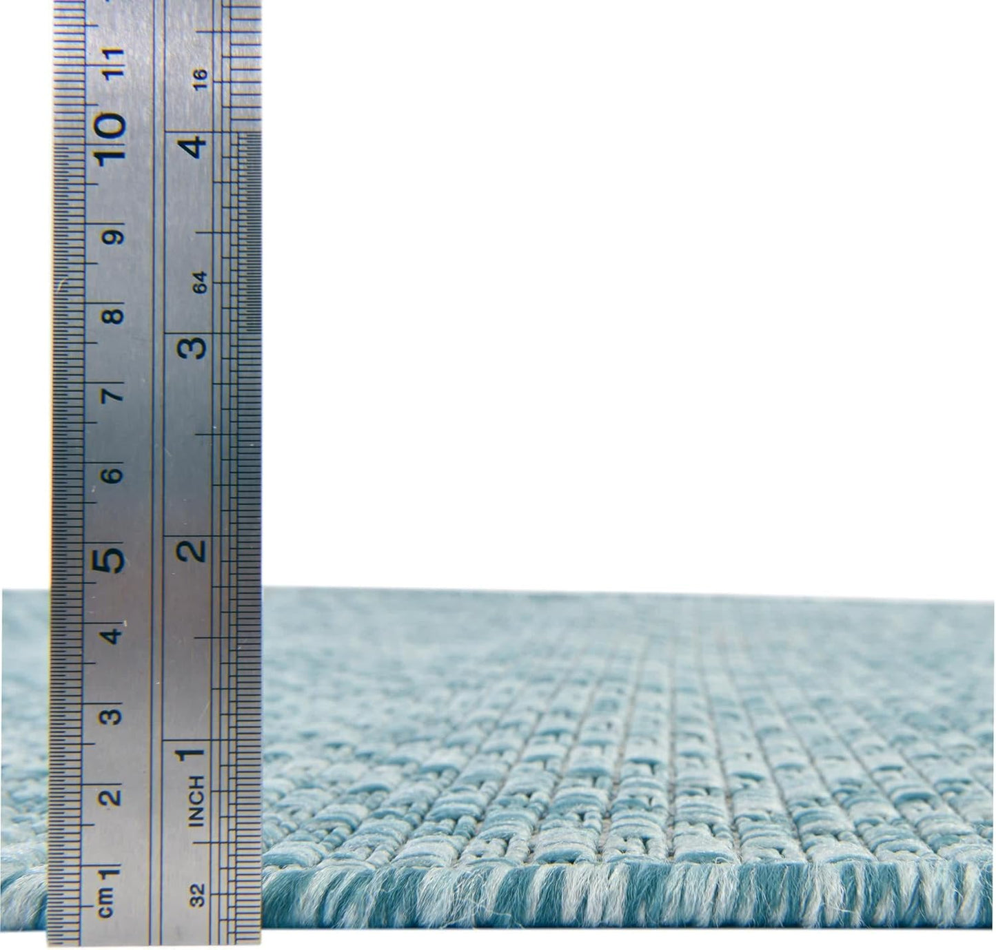 Unique Loom Collection Casual Transitional Solid Heathered Indoor/Outdoor Flatweave Area Rug (6' 1" x 9' Rectangle, Aquamarine/Ivory)