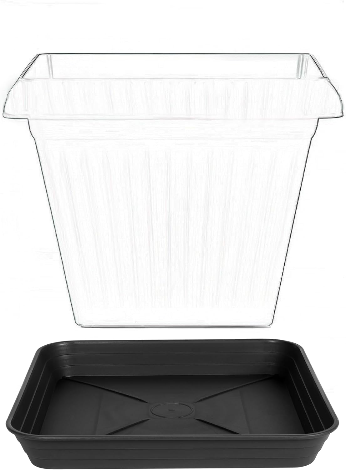 6 Inch 4 Pack Square Plant Saucer Tray, Heavy Duty Plastic Plant Saucers for Indoors Outdoor, Flower Planter Drip Trays for Pots, 6 8 10 12 14 16 18 20 inch, Growing Trays (6"-Black)