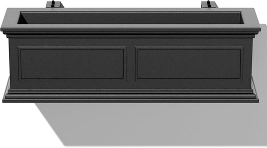 Veradek Brixton Series Plastic Railing Planter - Rectangular Planter for Outdoor Deck/Balcony | Crack-Resistant with Adjustable Rail Attachment | Classic Estate Design for Herbs, Succulents, Flowers