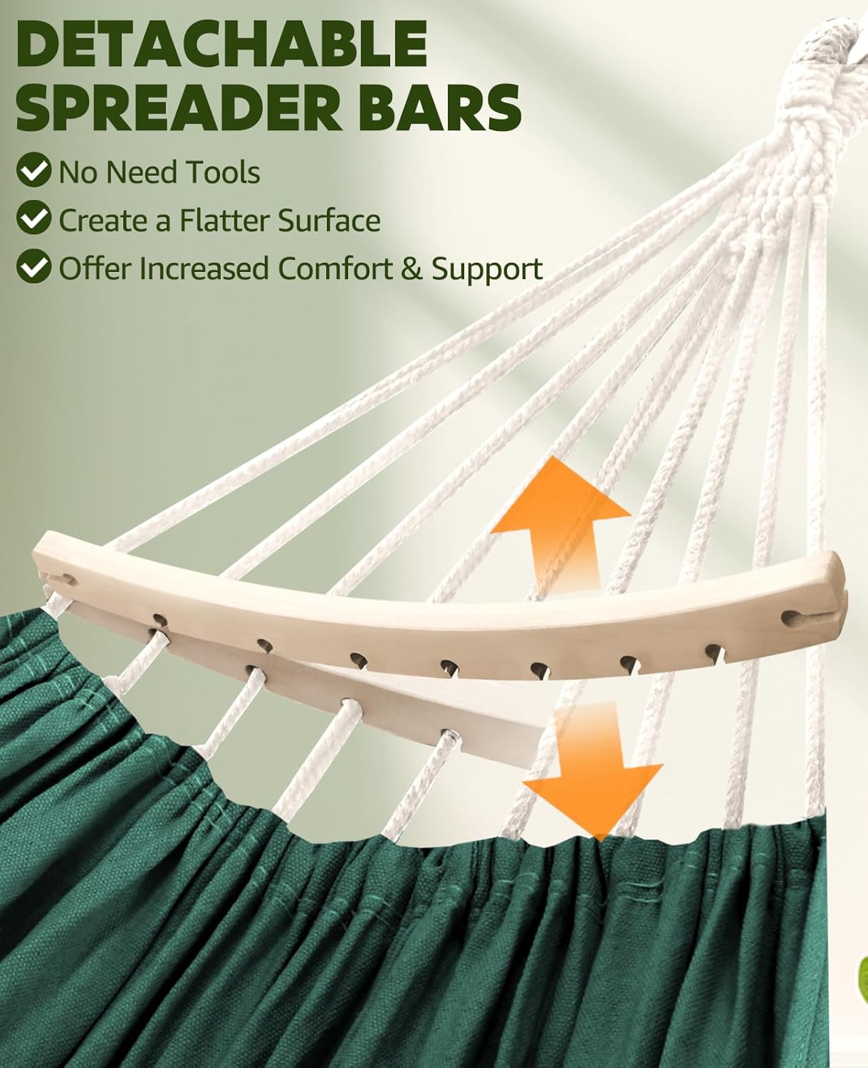 Chihee Cotton Hammock Large Soft Breathable Camping Hammock Holds Up to 660lbs Portable Tree Hammock with Detachable Spreader Bar Pillow 2 Strong Webbings 2 Carabiners Patio Garden Indoor Outdoor