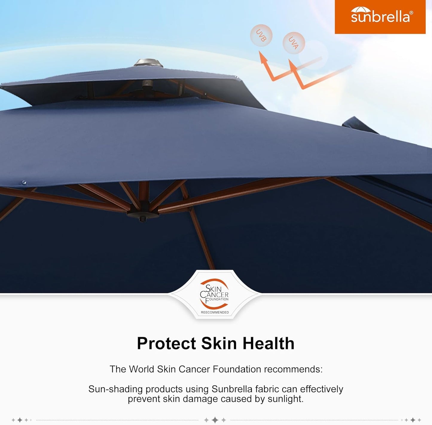 PURPLE LEAF 12' X 12' Double Top Deluxe Square Patio Umbrella - Offset Hanging Cantilever Umbrellas in Spectrum Indigo