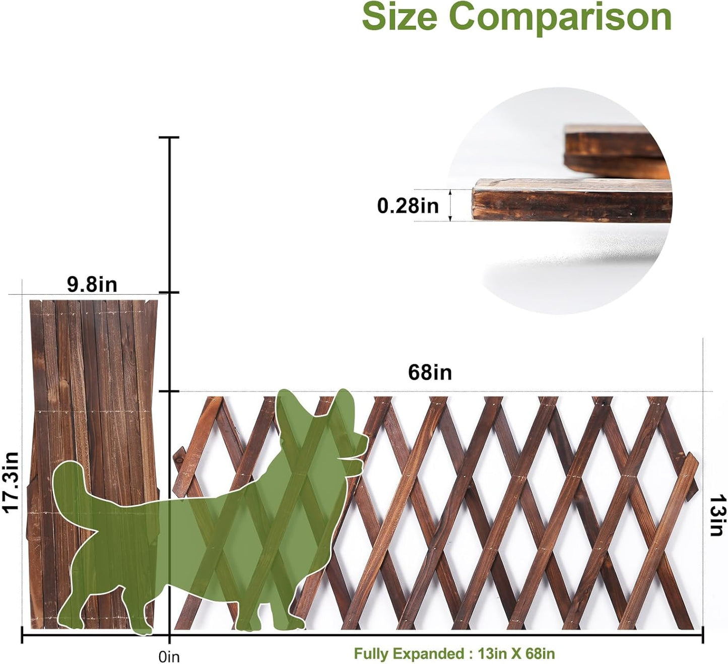 Expandable Garden Trellis, Wooden Lattice Wall Fence Trellis for Climbing Plants Ivy Vine Rose Clematis 13" x 68" for Outdoor Garden Patio Room Decor (1)
