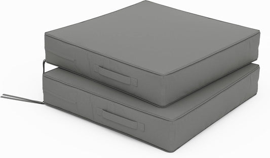 Patio Chair Cushions 22 X 22 X 4 Inch Waterproof Outdoor Seat Cushions for Patio Furniture, Outdoor Sofa Couch Pads with Ties & Handle, Set of 2, Light Grey