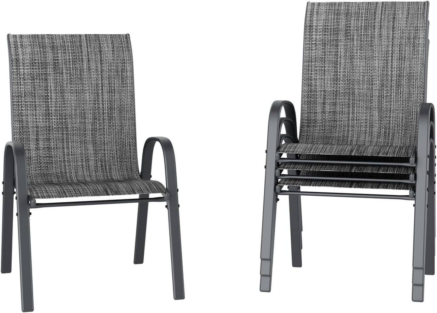 UDPATIO Patio Chairs Set of 4, Stackable Outdoor Dining Chairs with High Back, Breathable Textilene Fabric Outdoor Chair All Weather, 350LBS Capacity for Garden, Backyard (Dark Grey)