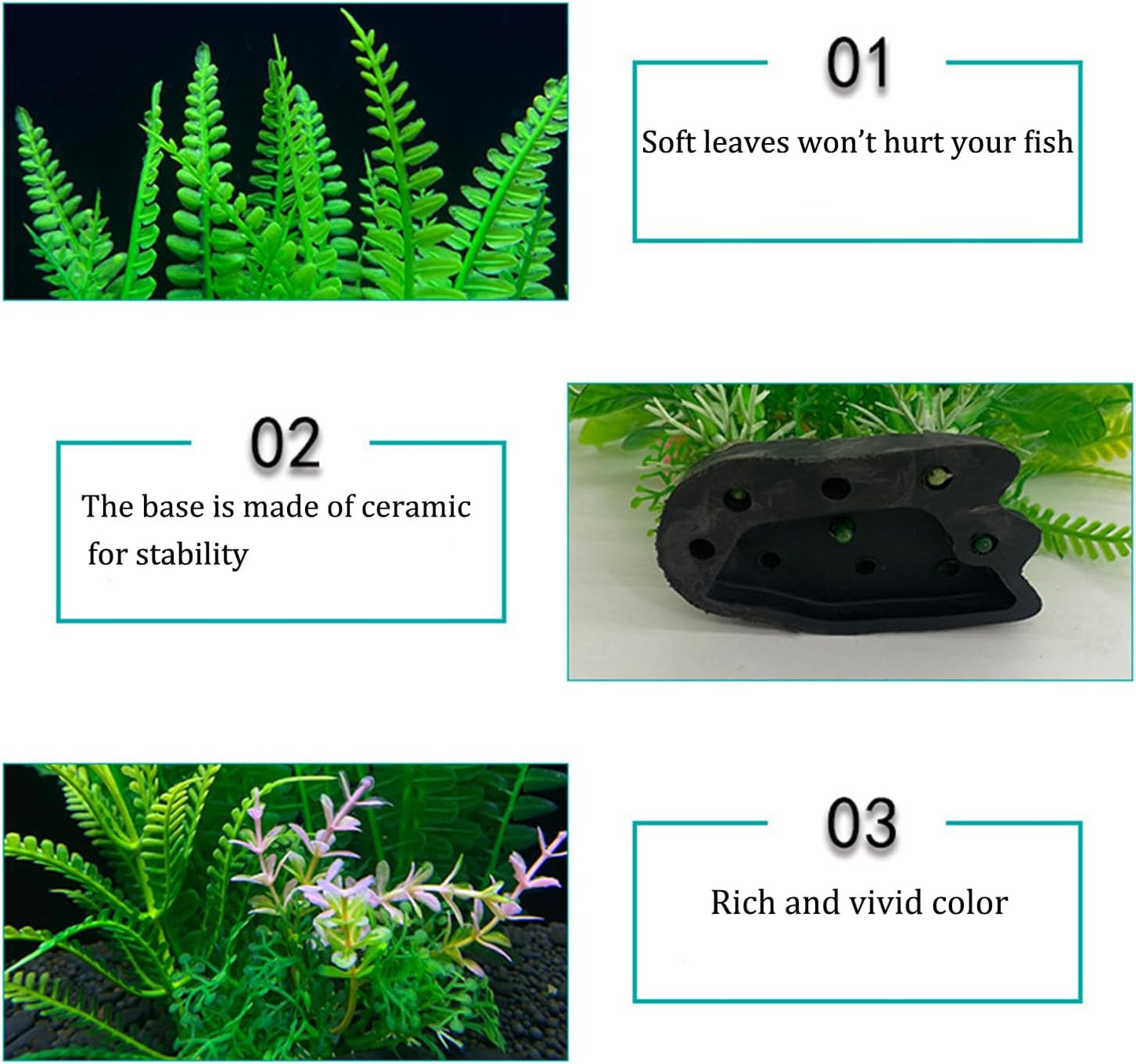 18 Pieces Colorful Artificial Fish Tank Decorations, Aquarium Decorations Fish Tank Purple and Green Artificial Plastic Plants