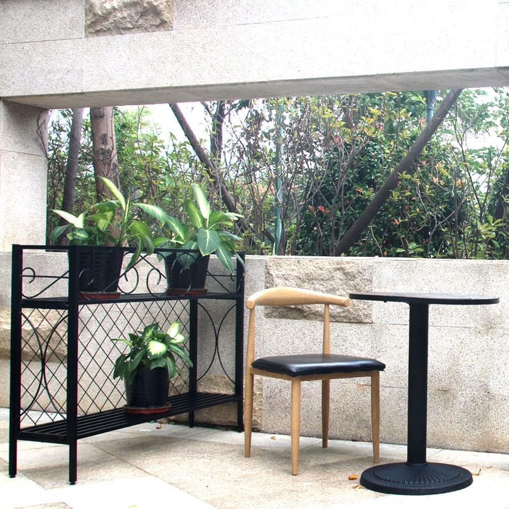 Zhongma 2 Tier Metal Sturdy Narrow Plant Stand, 35.43 L x 12.6 W x 35.43 H inch, Indoor and Outdoor Heavy Duty Metal Plant shelf for Small Spaces 440 LBS Capacity