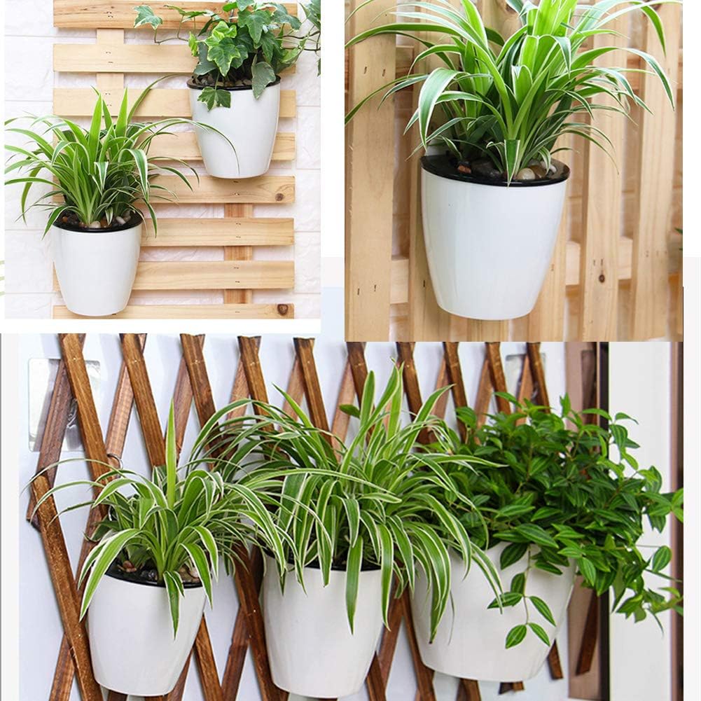 8 Packs 5" Plastic Self Watering Pots Wall Hanging Planters Wall Mounted Wicking Flower Pots for Indoor and Outdoor African Violet, Ocean Spider Plant, Orchid, White