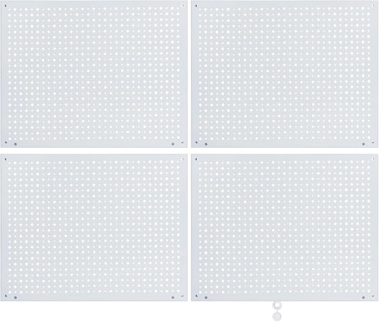 Peg Board, Heavy Duty Steel Organization Panels, Universal 1/8 and 1/4 Peg Board Accessories, Ideal for Garage Tool Storage, Pack of 4(White, 16X12)