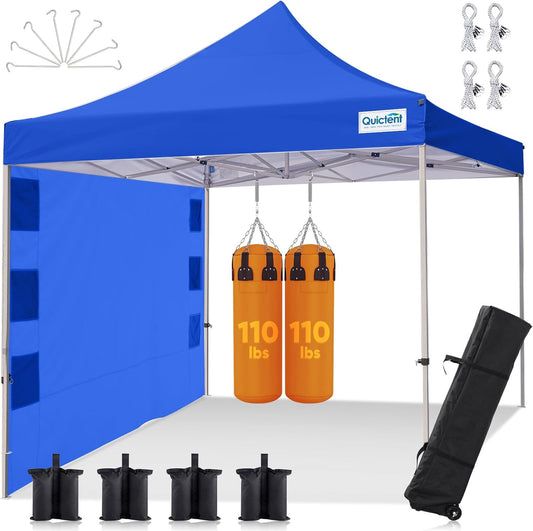Quictent 10x10 Heavy Duty Pop Up Canopy Tent- Easy up Outdoor Commercial Canopies, Waterproof, 11ft Interior Height, Easy Setup, Includes Sand Weight Bags and Wheeled Carry Bag