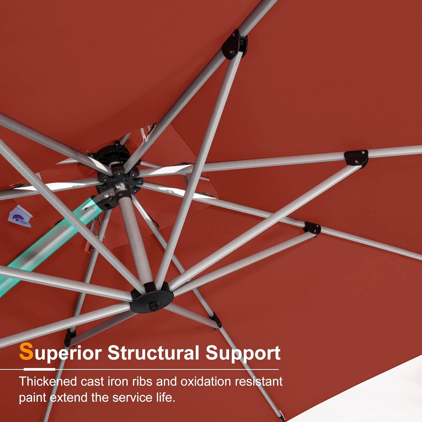 PURPLE LEAF 12 Feet Double Top Round Deluxe Patio Umbrella Offset Hanging Umbrella Outdoor Market Umbrella Garden Umbrella, Brick Red