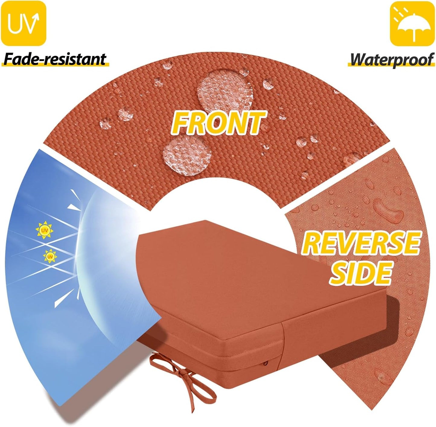 AAAAAcessories Outdoor Seat Cushions for Chairs, Waterproof, Fade-Resistant Patio Furniture Replacement Cushions, 18.5" x 16" x 3", Set of 2, Rust