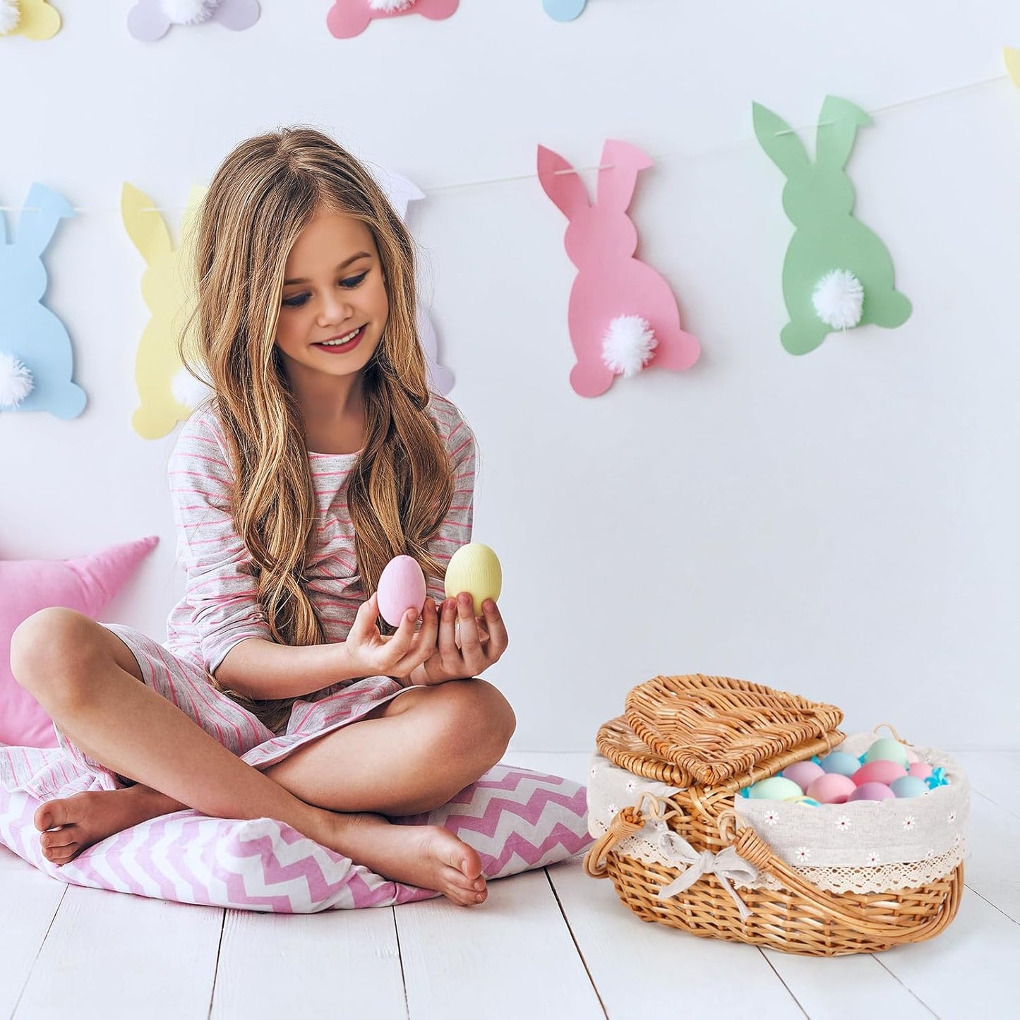 Happypicnic 12" Picnic Basket - Small Wicker Basket with Foldable Handle Lid & Removable Liner | Cute Picnic Basket Toy Empty for Kids, Gift, Halloween, Christmas, Valentines, Easter, Birthday, Flower