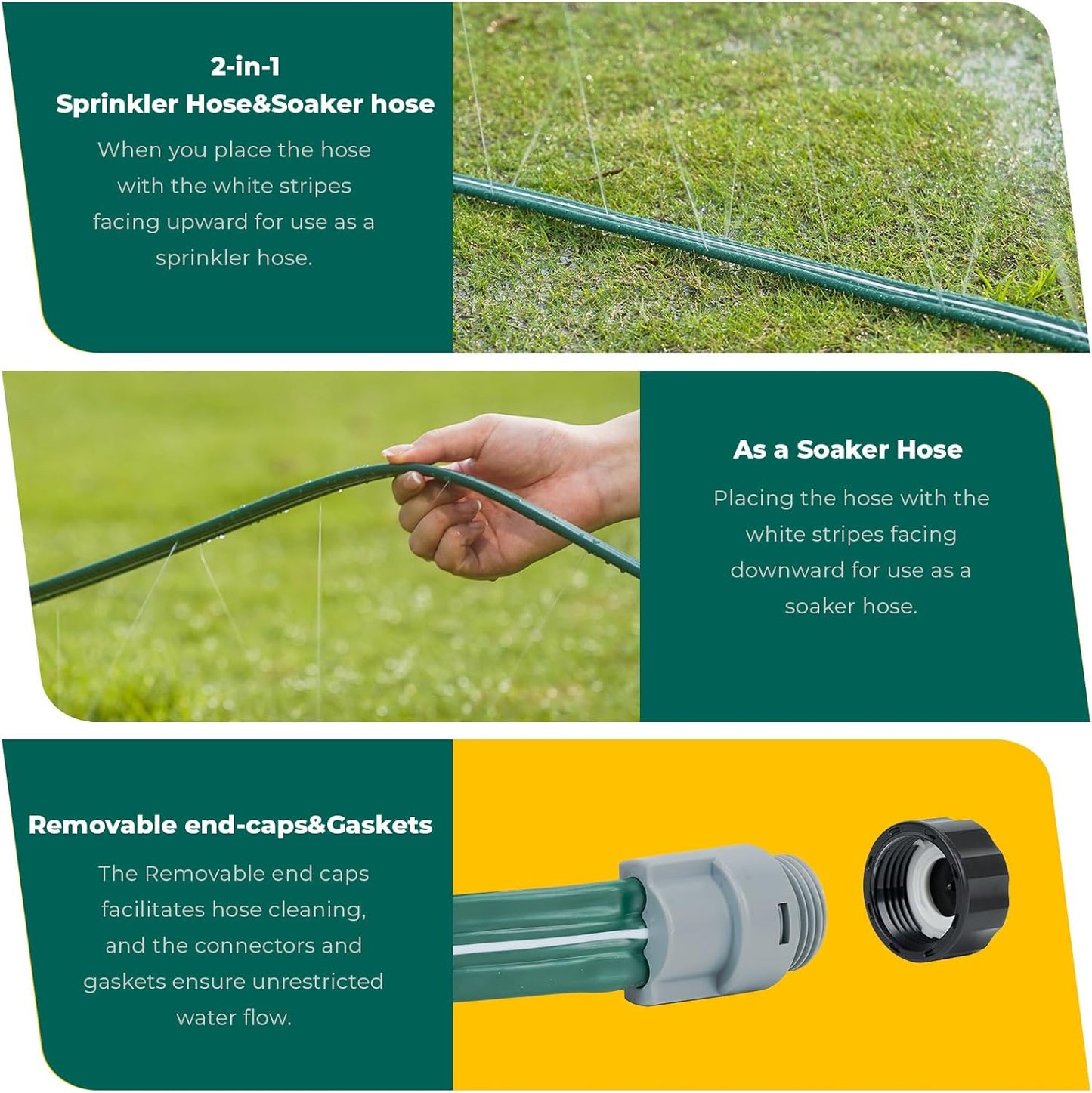 Sprinkler Soaker Hose 25ft for Garden Lawn, Watering Pipe with Holes, High-Efficiency Water-Saving Garden Irrigation System, Drip Hose Sprinkler