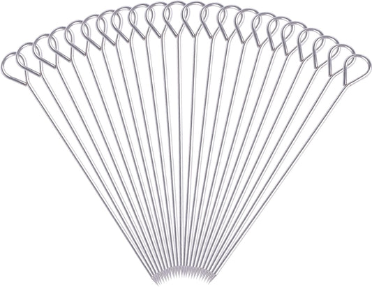 BBQ Skewers - Reusable Stainless Steel 8 Inch Skewers for Grilling Kebob Meat, Chicken, Vegetable Appetiser - Pack of 30