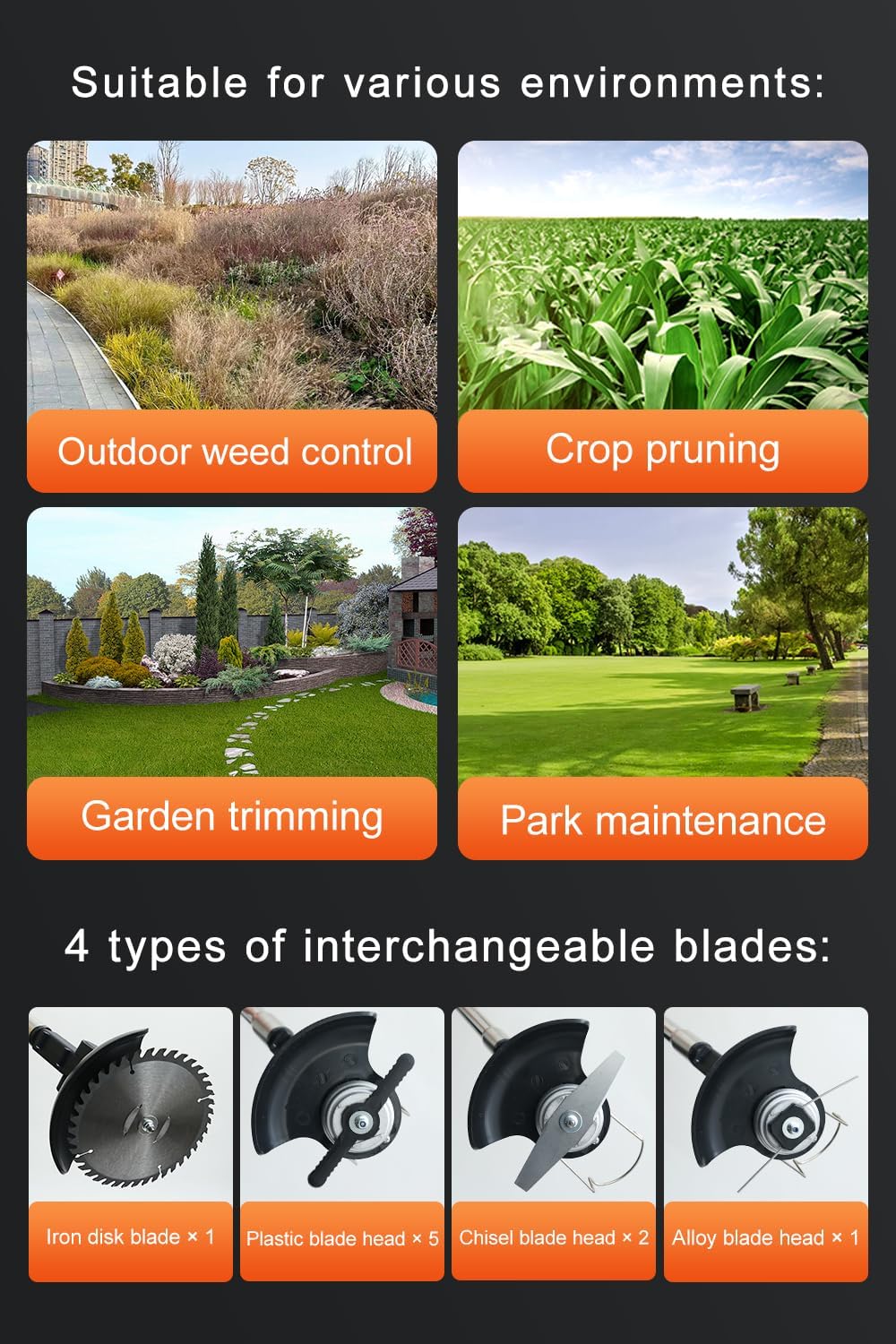 Cordless Weed Wacker,Electric Weed Eater,2 Batteries,Grass Trimmer Cordless,Weed Erimmer Black GCJ