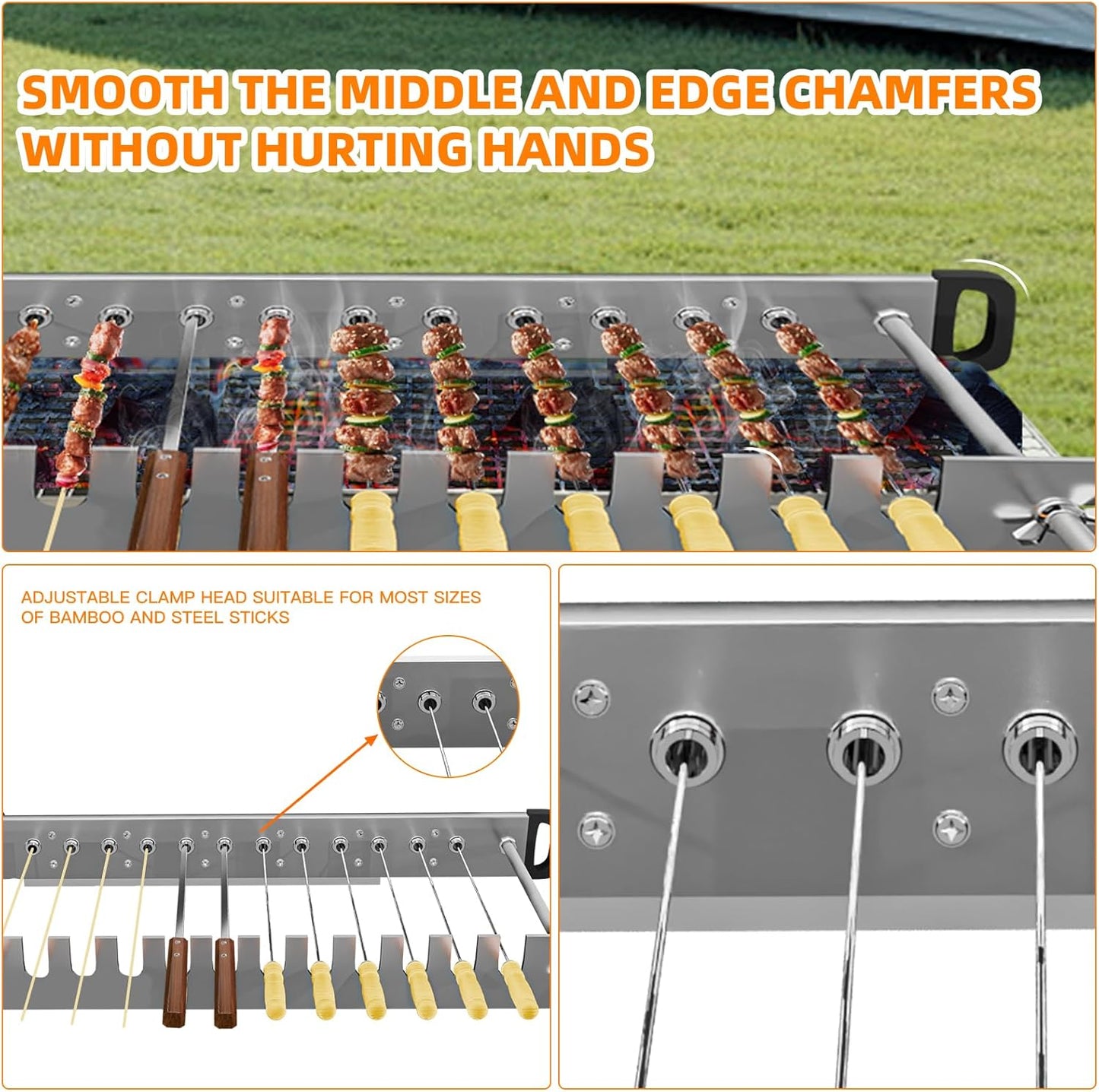 Stainless Steel Electric Barbecue Grill, Automatic Rotating, Adjustable Width for BBQ (G500)