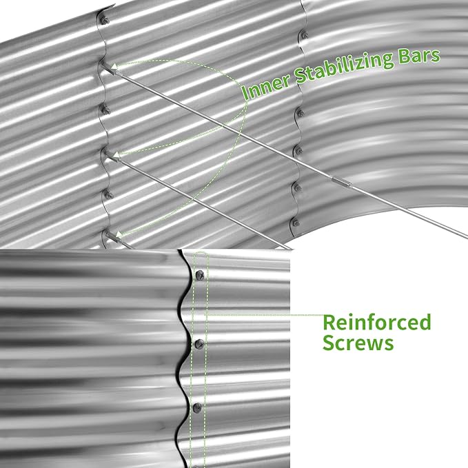 Land Guard Galvanized Planter Raised Beds, 6×3×1.99ft Galvanized Water Trough, Keyhole Raised Garden Bed Metal Galvanized