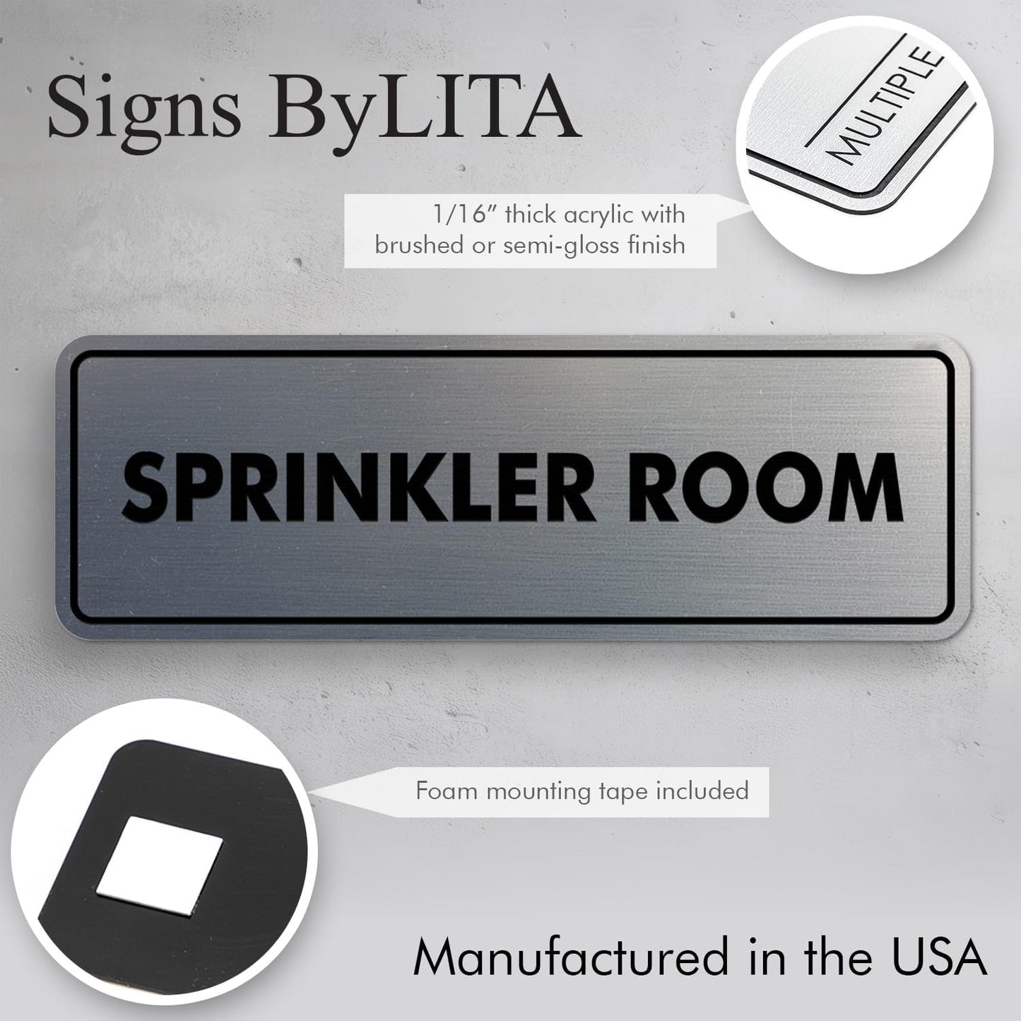 Signs ByLITA Standard Sprinkler Room Sign (Red/Yellow) - Large 2 Pack