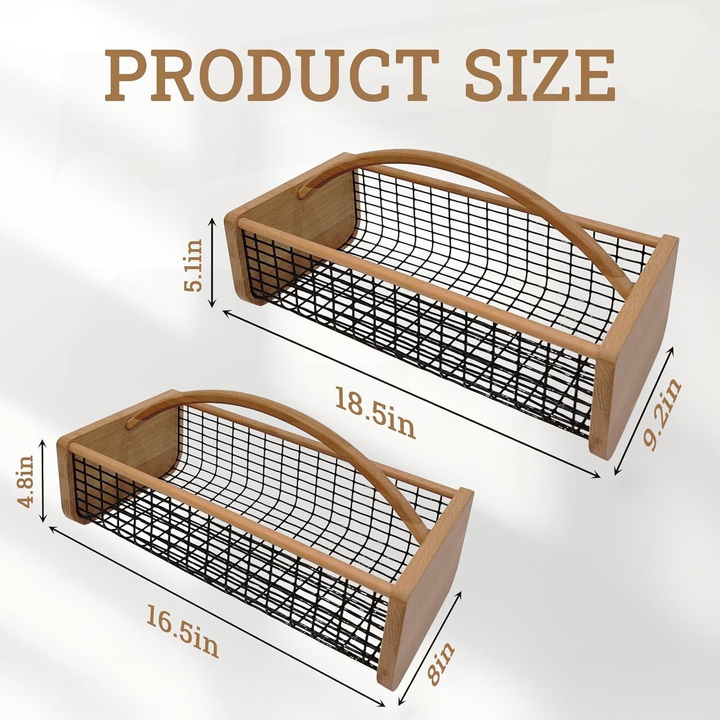 2pcs Garden Hod Harvest Basket, Durable Wooden Gardening, Supply Suitable For Kitchen, Picnic And Outdoor Picking