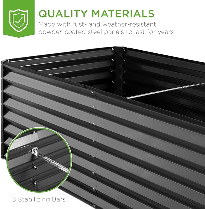 Best Choice Products 8x4x2ft Outdoor Metal Raised Garden Bed, Deep Root Planter Box for Vegetables, Flowers, Herbs, and Succulents w/ 478 Gallon Capacity - Gray