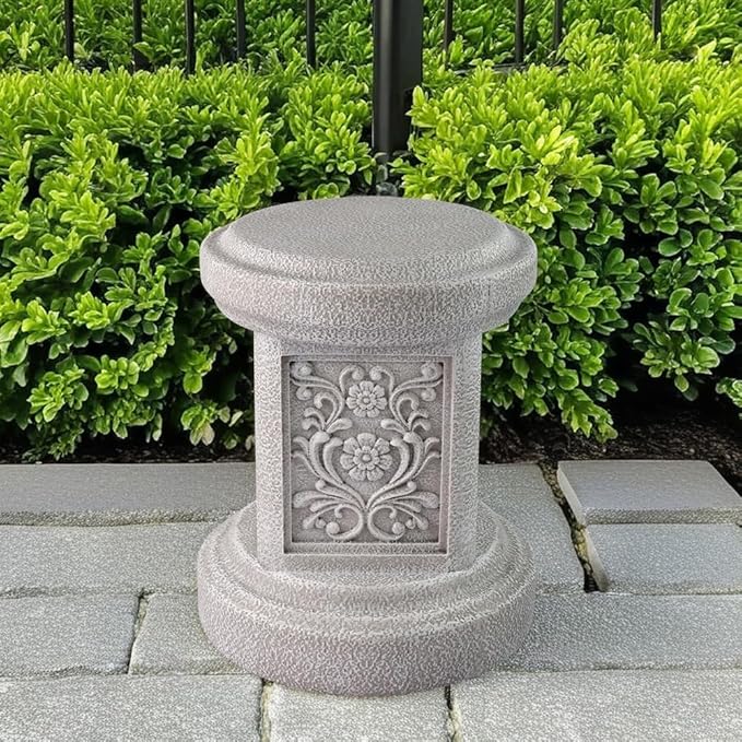 Classic Statuary Stand Garden Pedestal Sculpture Decor Plinth Base Riser, Outdoor or Indoor Resin Statuary Pedestal, 12.6"(H) x 9.5"(L) x 9.5"(W) (Round)