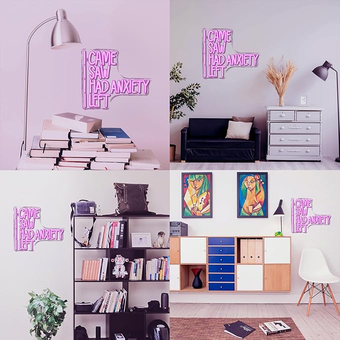 CAME SAW HAD ANXIETY LEFT Neon Sign Wall Decor, Neon Light for Christmas Party Bar Home Christmas Decorations Family Gifts