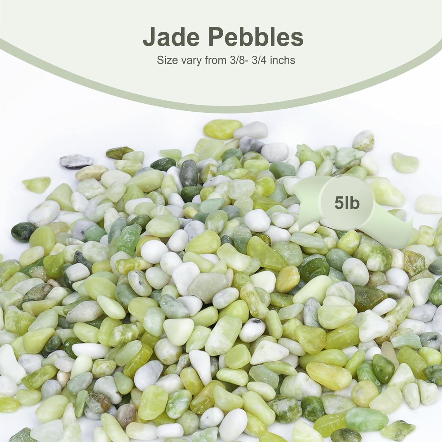 5 lbs Jade Pebbles for Indoor Plants, Decorative Pebbles for Bamboo, Vase, 3/8" Plant Gravel for Pots Indoor, Highly Polished Small River Rocks