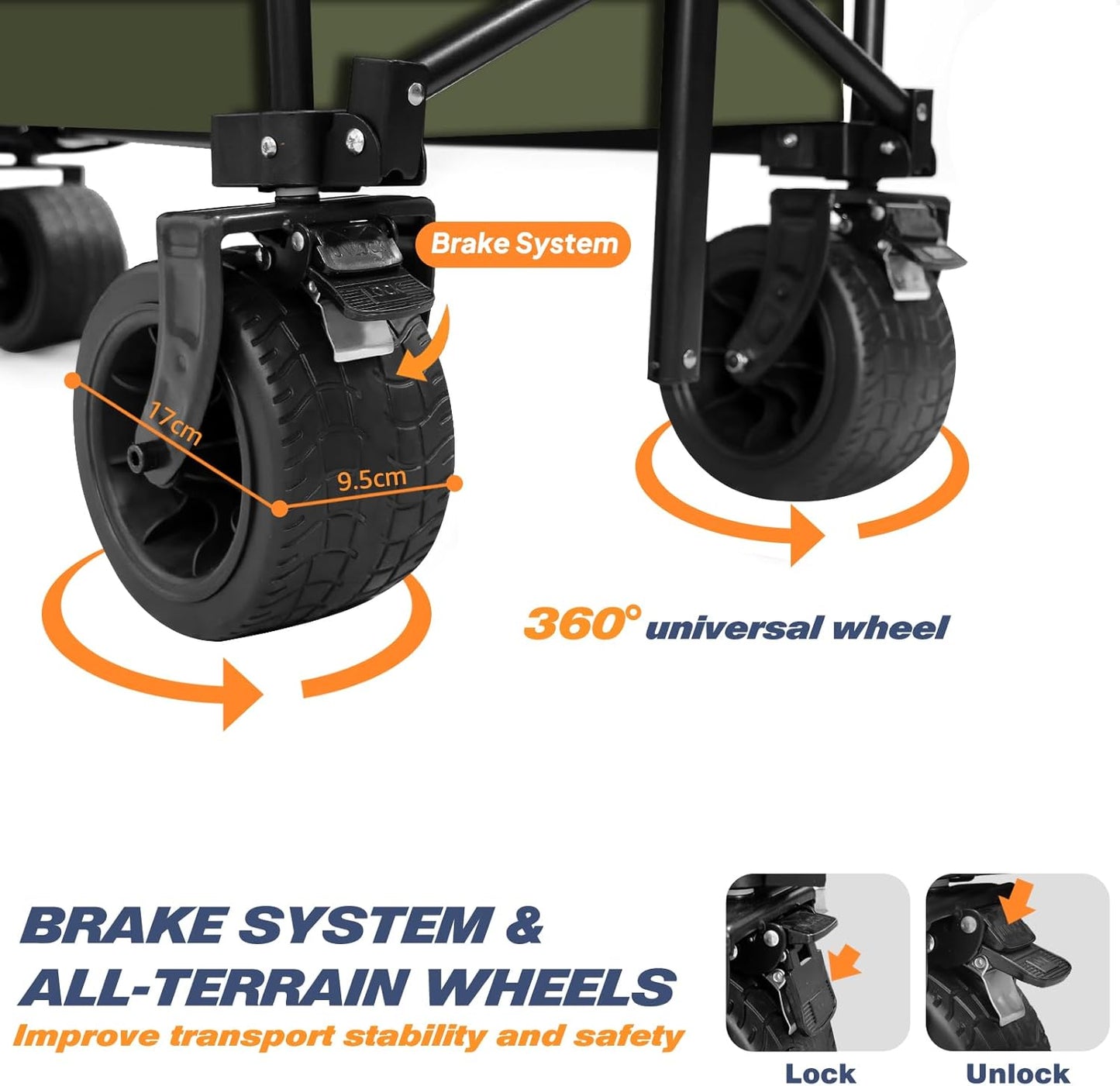 Chihee Garden Cart Collapsible Outdoor Utility Wagon Cart,Folding Beach Cart Oversized Capacity 254L,Heavy Duty Portable Wagon All Terrain Wheels Oversized Side Pocket 2 Drink Holders for Camping