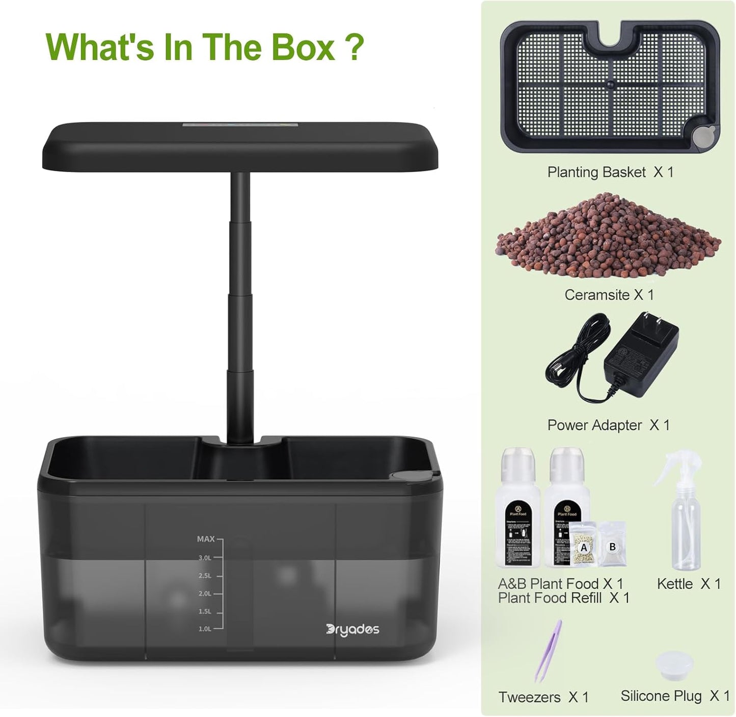 Indoor Herb Garden Kit, Hydroponic Growing System with LED Grow Light Quiet Water Pump for Home Kitchen Office Healthy Fresh Herbs Vegetables, Gift Ideas for Women Men