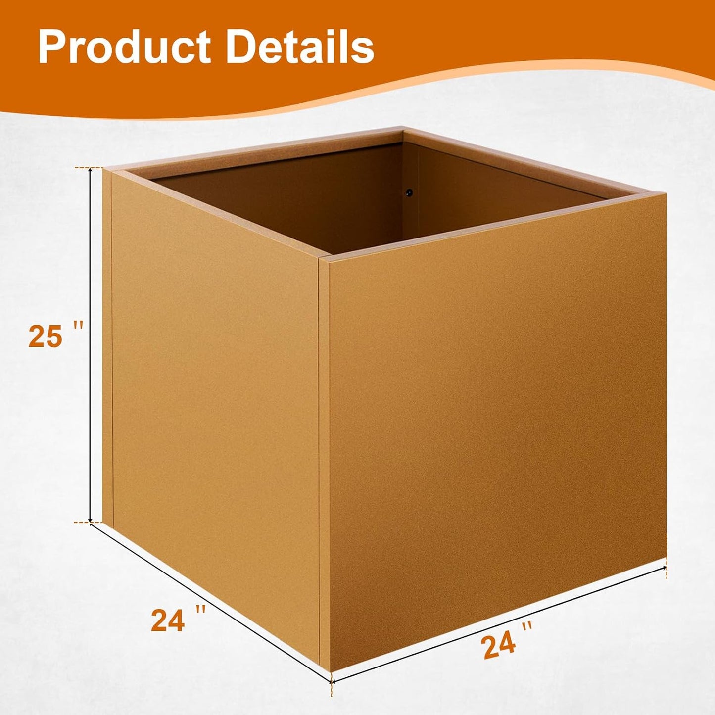 Corten Steel Planter Box 25"x24"x24", Metal Planter Spliced Flower Pot with Partitions, Outdoor & Indoor Large Rectangular Planter Box for Porch, Patio, Garden, Commercial Décor