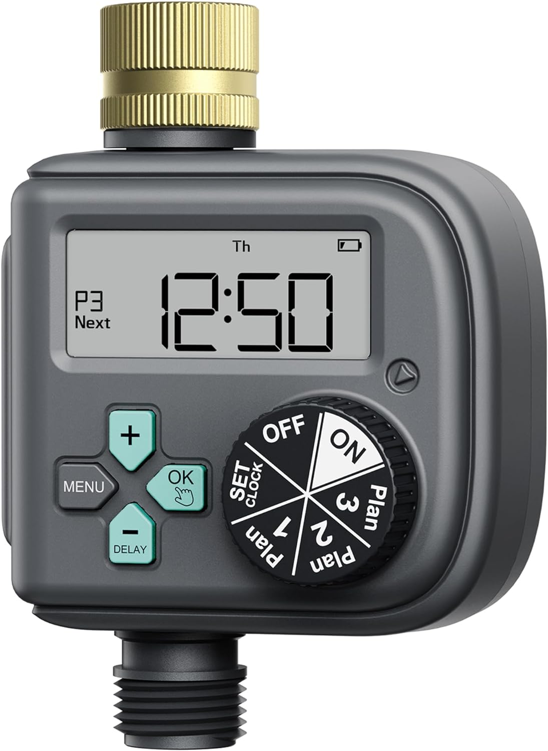 RAINPOINT Sprinkler Timer with 3 Different Programs, Waterproof Hose Timer Brass Inlet with Rain Delay/Manual/Automatic Irrigation System, 1 Outlet