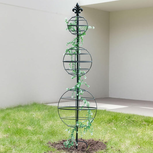 Obelisk Trellis - Elegant 49.5 x 12 Inch Metal Climbing Plant Support for Outdoor Roses, Potted Vines, and Flower Gardens - Perfect Decorative Accent for Home and Garden Decor