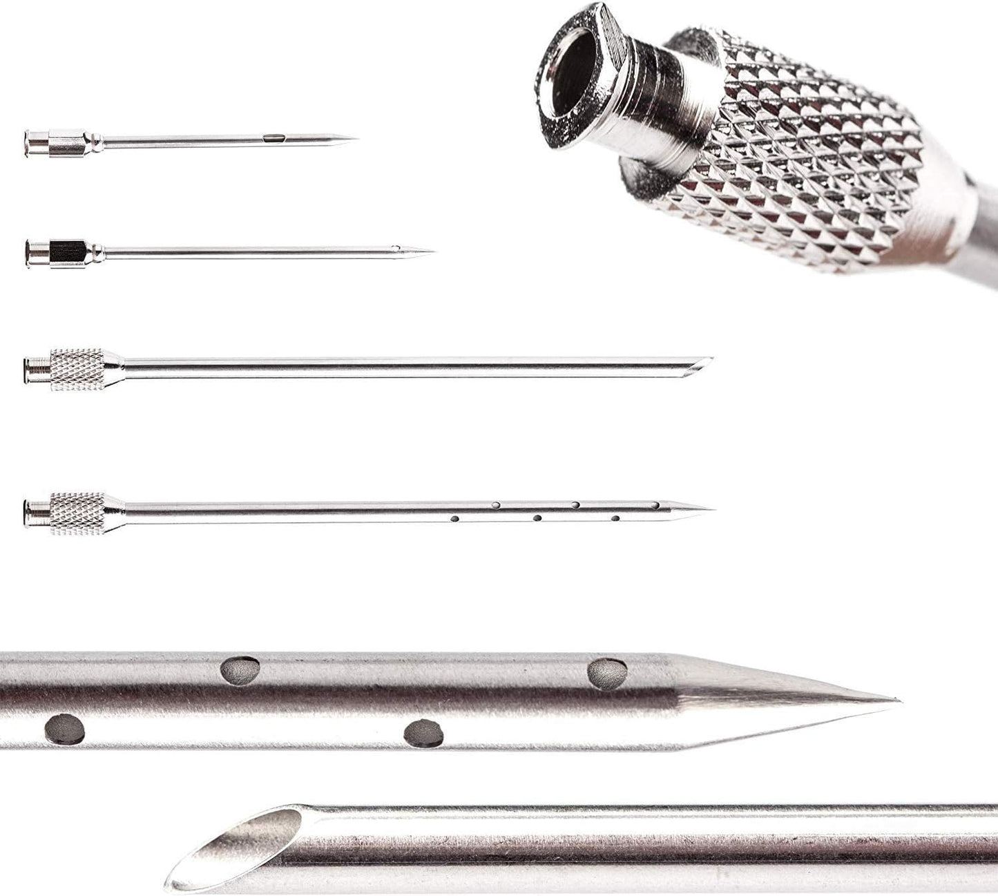 Meat Injector Syringe Stainless Steel Outdoor Meat Kit Marinade Flavor Food Injector Syringes with 4 Marinades Needles Grill Smoker Injectors Professional Syringe Held Culinary Barbecue Tool For BBG