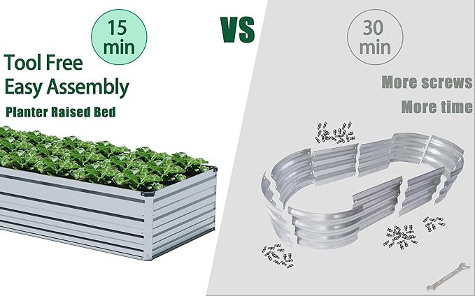 2 Pcs 4×3×1FT Galvanized Raised Garden Bed，Metal Planting Box for Outdoor Vegetable, Herb,Planter Gardening (Silver)