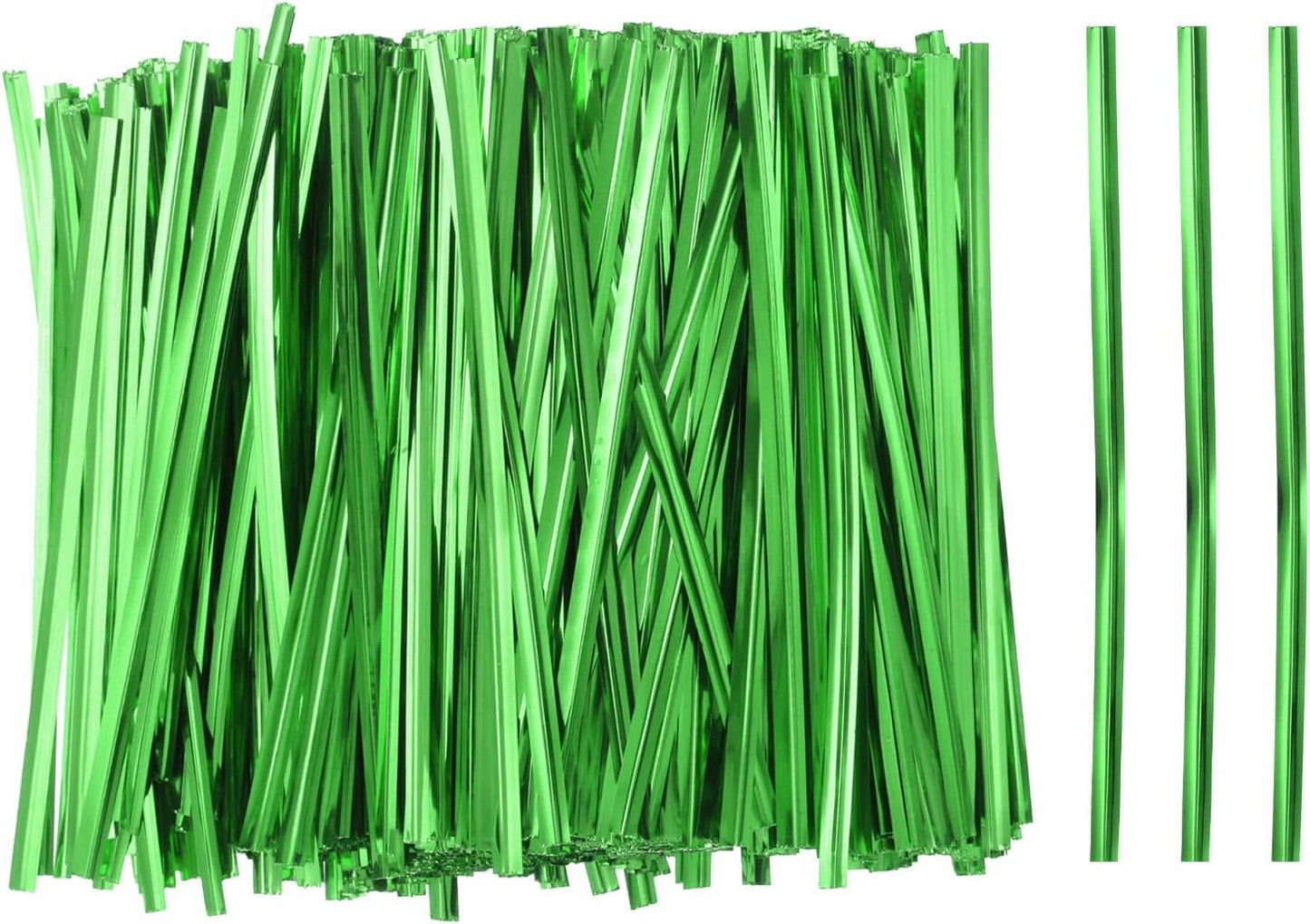 HARFINGTON 800pcs Bag Twist Ties 4" Reusable Plastic Metallic Twist Ties Wire Cable Ties for Party Bread Candy Cake, Green