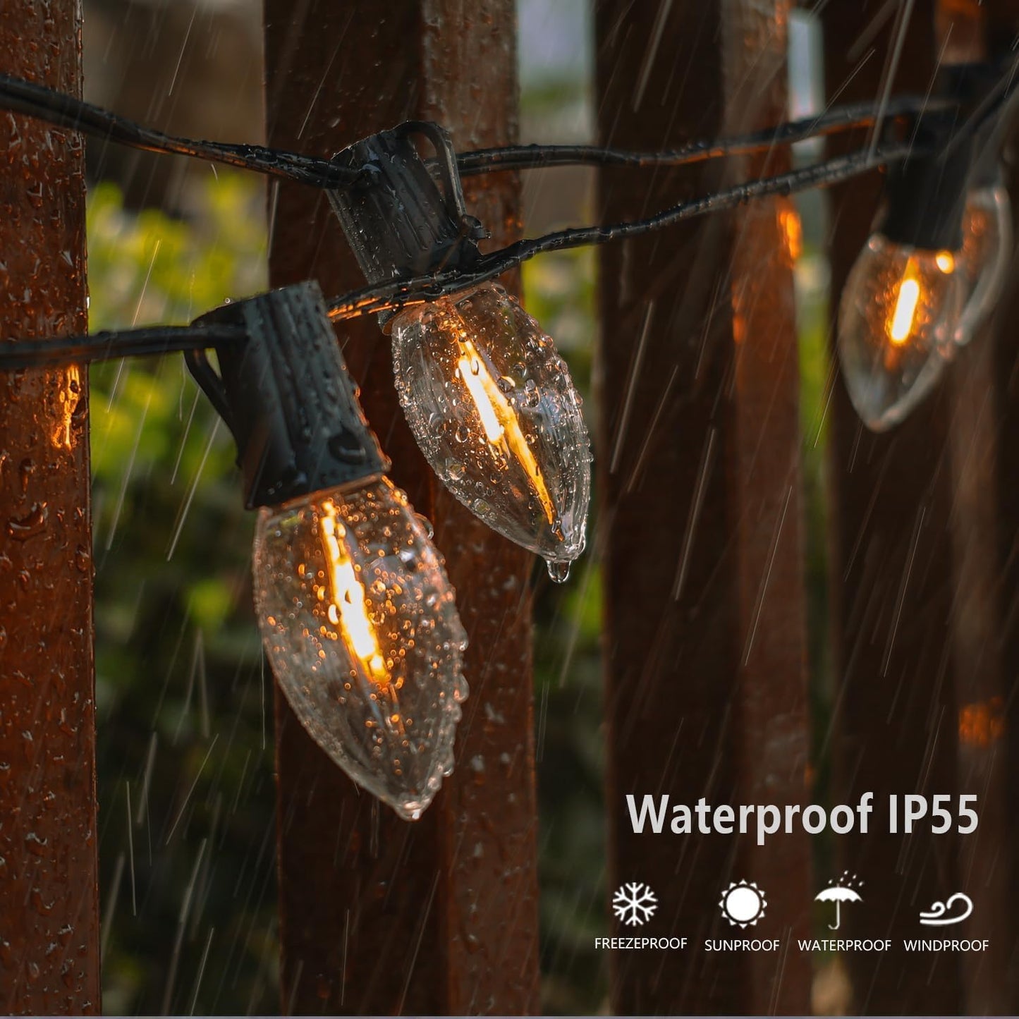 C9 Christmas Replacement LED Light Bulbs,E17 Base Commercial Grade Holiday Bulbs, 4W 5W 6W 7W Incandescent Equivalent, Warm White 2200K, Clear Plastic Bulbs for Christmas String Light - 50 Pack