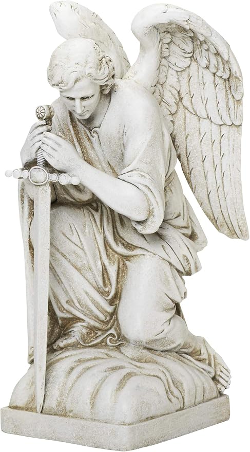 Joseph's Studio by Roman Inc., Kneeling Male Angel, Garden Collection, Religious Statue, Memorial, Angel, Patron Saint, Garden Décor (13x6x8)