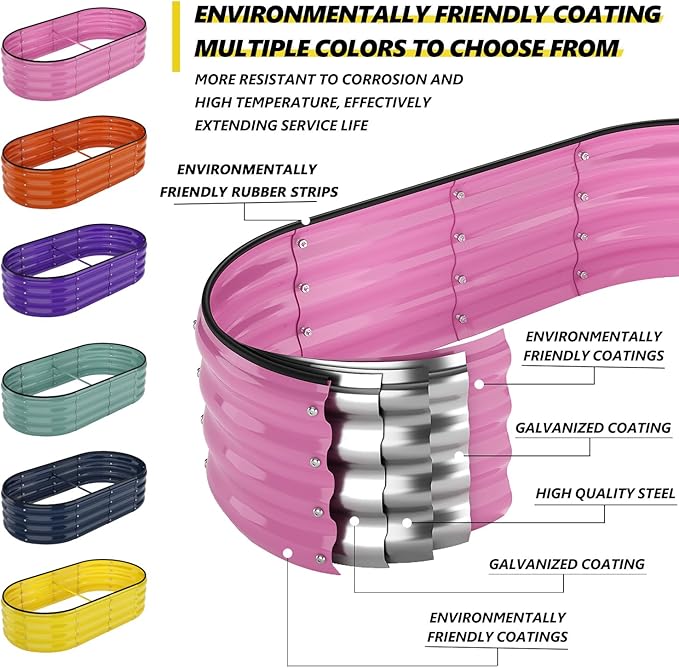 Galvanized Metal Planter Round Raised Garden Bed Kit for Gardening Outdoor，3x3x1ft Grow Garden Box Raised Flower Bed，Round Galvanized Planter Outdoor Large Metal Fire Pit Ring