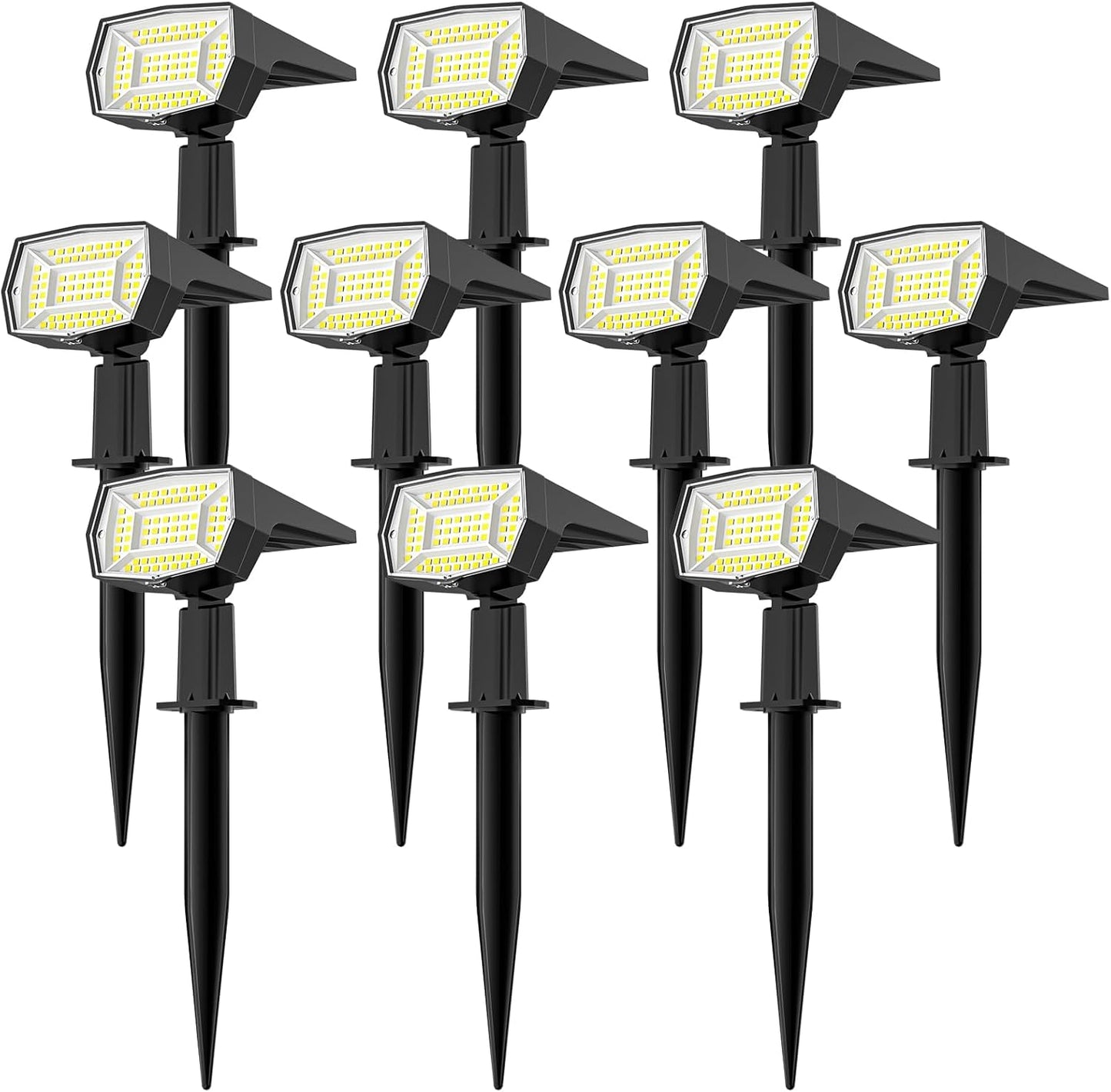 Fabrito 72 LEDs Solar Spot Lights Outdoor Waterproof, 3 Modes Landscape Spotlights, Dusk to Dawn Solar Powered Flood Wall Lights for Outside, Solar Garden Lights for Yard Porch 10 Pack (Cool White)