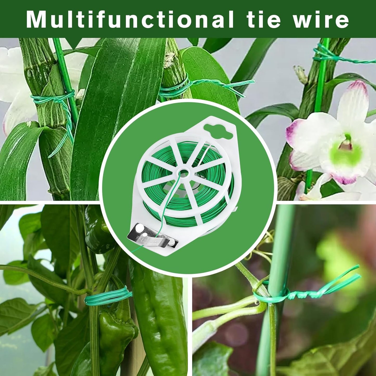 328feet Plant Ties with Cutter, Twist Ties for Tomato Vines and Garden Plants, Adjustable Length Garden Wire for Plants