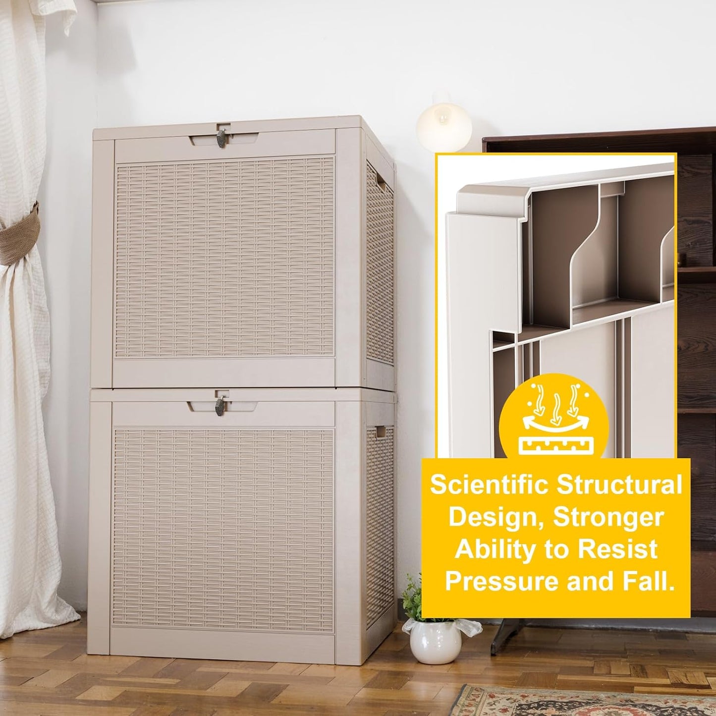 31 Gallon Outdoor Deck Box,Storage Lockable Waterproof Patio Furniture,Garden Tools,Cushions,Pool Accessories Outside Storage Resin Box(Grey)