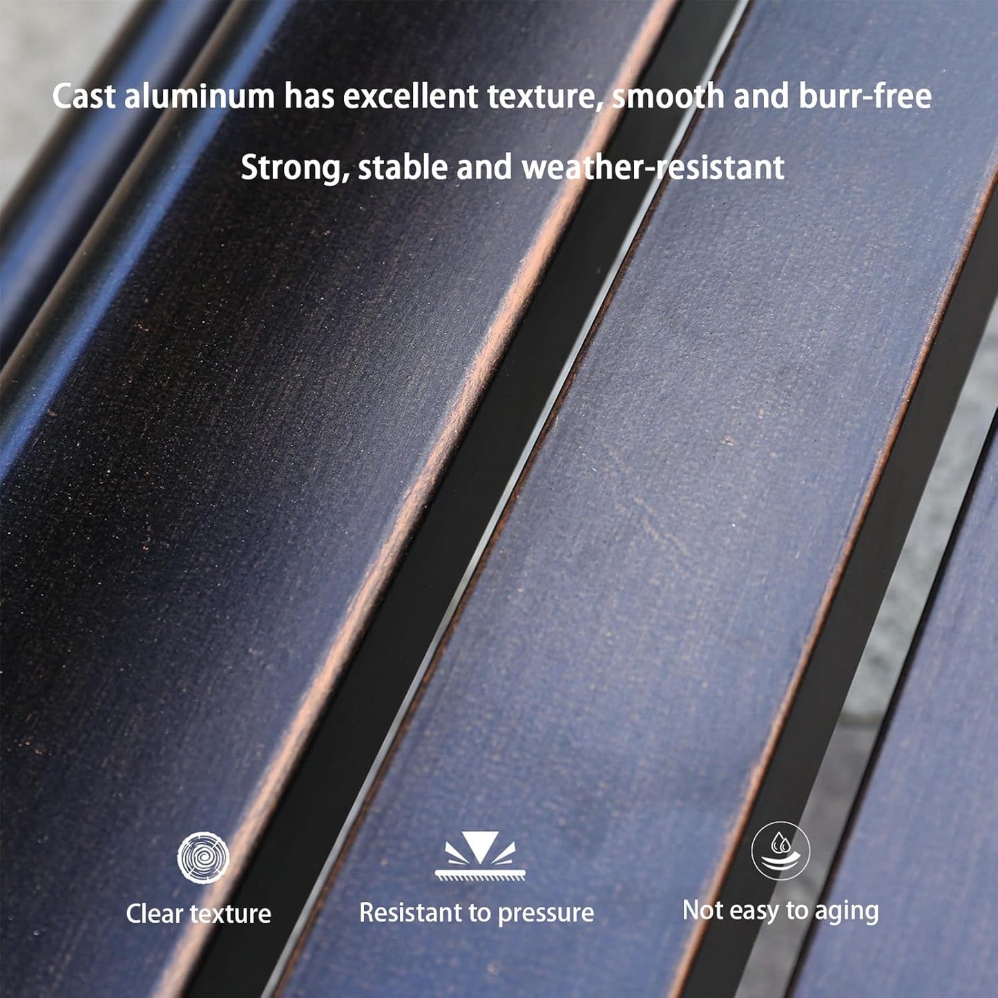 Outdoor Bench Chair Cast Aluminum Garden Bench Patio Bench All-Weather Park Bench for Backyard Porch Lawn (150cm Armless Park Bench)